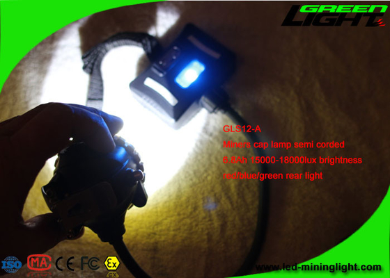 Semi Geribde Li van Mijnwerkershard hat light 6.8Ah - Ion Battery With 2 SMD-Achteruitrijlampen