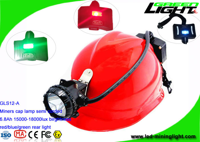 Semi Geribde Li van Mijnwerkershard hat light 6.8Ah - Ion Battery With 2 SMD-Achteruitrijlampen
